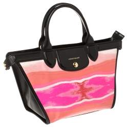 Pre Owned Longchamp Multicolor Leather and Canvas Le Pliage Heritage Tote