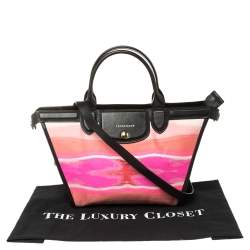 Pre Owned Longchamp Multicolor Leather and Canvas Le Pliage Heritage Tote