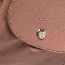 Pre Owned Longchamp Pink Leather Le Pliage Backpack