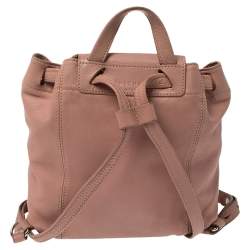 Pre Owned Longchamp Pink Leather Le Pliage Backpack