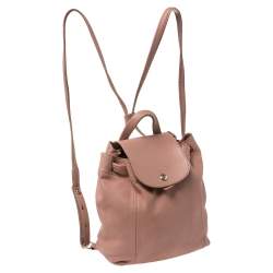 Pre Owned Longchamp Pink Leather Le Pliage Backpack