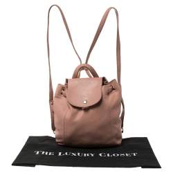 Pre Owned Longchamp Pink Leather Le Pliage Backpack