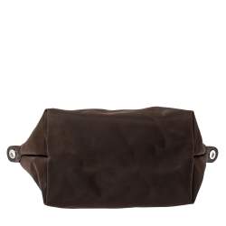 Longchamp Dark Brown Nylon Le Pliage Neon Tote