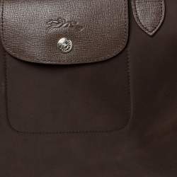Longchamp Dark Brown Nylon Le Pliage Neon Tote
