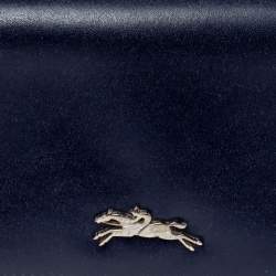 Pre Owned Longchamp Navy Leather Long Flap Wallet