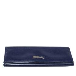 Pre Owned Longchamp Navy Leather Long Flap Wallet