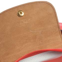 Pre Owned Longchamp Coral Peach Nylon Le Pliage Tote