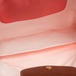 Pre Owned Longchamp Coral Peach Nylon Le Pliage Tote