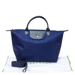 Pre Owned Longchamp Blue Nylon and Leather Le Pliage Neo Tote
