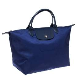 Pre Owned Longchamp Blue Nylon and Leather Le Pliage Neo Tote