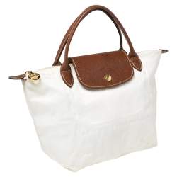 Pre Owned Longchamp White Nylon Mini Le Pliage Tote