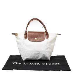 Pre Owned Longchamp White Nylon Mini Le Pliage Tote