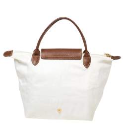 Pre Owned Longchamp White Nylon Mini Le Pliage Tote