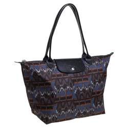 Longchamp Multicolor Print Nylon and Leather Le Pliage Tote