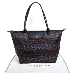 Longchamp Multicolor Print Nylon and Leather Le Pliage Tote