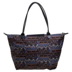 Longchamp Multicolor Print Nylon and Leather Le Pliage Tote
