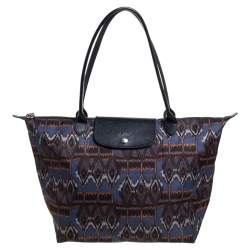 Longchamp Multicolor Print Nylon and Leather Le Pliage Tote