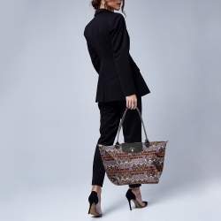 Longchamp Multicolor Print Nylon and Leather Le Pliage Tote