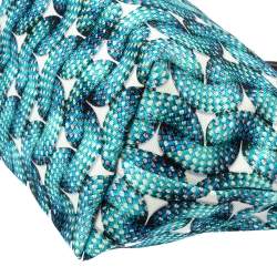 Pre Owned Longchamp Blue/Brown Fabric and Leather Surf and The City Le Pliage Tote