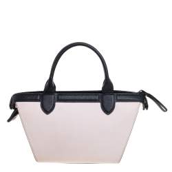 Longchamp Light Pink/Black Leather Le Pliage Cuir Tote