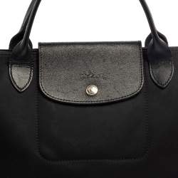 Pre Owned Longchamp Black Nylon and Leather Small Le Pliage Tote
