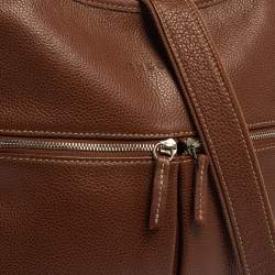 Pre Owned Longchamp Brown Leather Le Foulonne Crossbody Bag