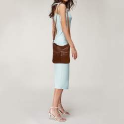 Pre Owned Longchamp Brown Leather Le Foulonne Crossbody Bag