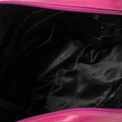 Pre Owned Longchamp Pink Leather Front Zip Duffel Bag