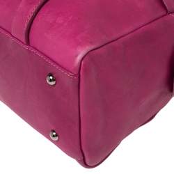 Pre Owned Longchamp Pink Leather Front Zip Duffel Bag