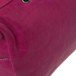Pre Owned Longchamp Pink Leather Front Zip Duffel Bag