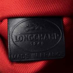 Pre Owned Longchamp Black Printed Patent Leather Satchel