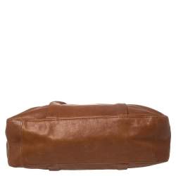 Pre Owned Longchamp Brown Leather Large 3D Tote