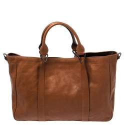 Pre Owned Longchamp Brown Leather Large 3D Tote