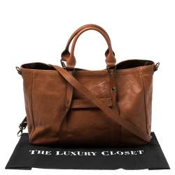 Pre Owned Longchamp Brown Leather Large 3D Tote