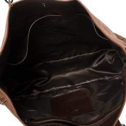 Pre Owned Longchamp Brown Leather Large 3D Tote