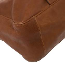 Pre Owned Longchamp Brown Leather Large 3D Tote