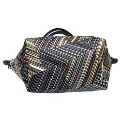 Pre Owned Longchamp Multicolor Nylon and Patent Leather Large Le Pliage Tote