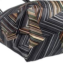 Pre Owned Longchamp Multicolor Nylon and Patent Leather Large Le Pliage Tote