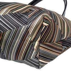 Pre Owned Longchamp Multicolor Nylon and Patent Leather Large Le Pliage Tote