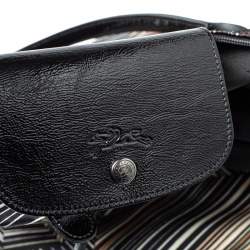 Pre Owned Longchamp Multicolor Nylon and Patent Leather Large Le Pliage Tote