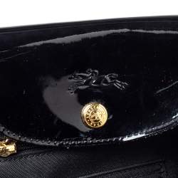 Pre Owned Longchamp Multicolor Stripe Velvet and Patent Leather Tote