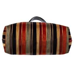 Pre Owned Longchamp Multicolor Stripe Velvet and Patent Leather Tote