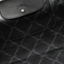 Pre Owned Longchamp Black Coated Canvas and Leather Le Pliage Tote