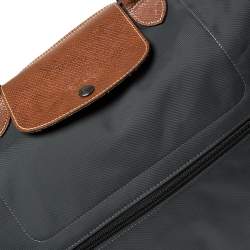 Pre Owned Longchamp Dark Grey/Brown Nylon Le Pliage Expandable Travel Bag