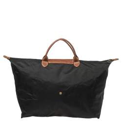Pre Owned Longchamp Black Nylon Le Pliage Travel Tote