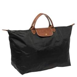 Pre Owned Longchamp Black Nylon Le Pliage Travel Tote