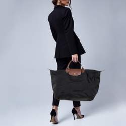 Pre Owned Longchamp Black Nylon Le Pliage Travel Tote