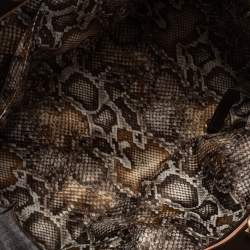 Longchamp Dark Brown Python Embossed Leather Gatsby Tote