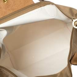 Pre Owned Longchamp Beige/Brown Nylon Mini Le Pliage Tote