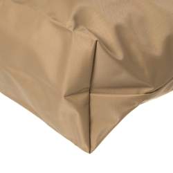 Pre Owned Longchamp Beige/Brown Nylon Mini Le Pliage Tote